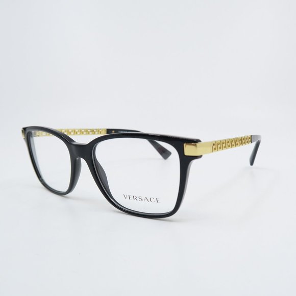 Versace Mod. 3340-U GB1 53mm Black-Gold Greek Key, New Women's Eyeglasses. - Picture 4 of 10
